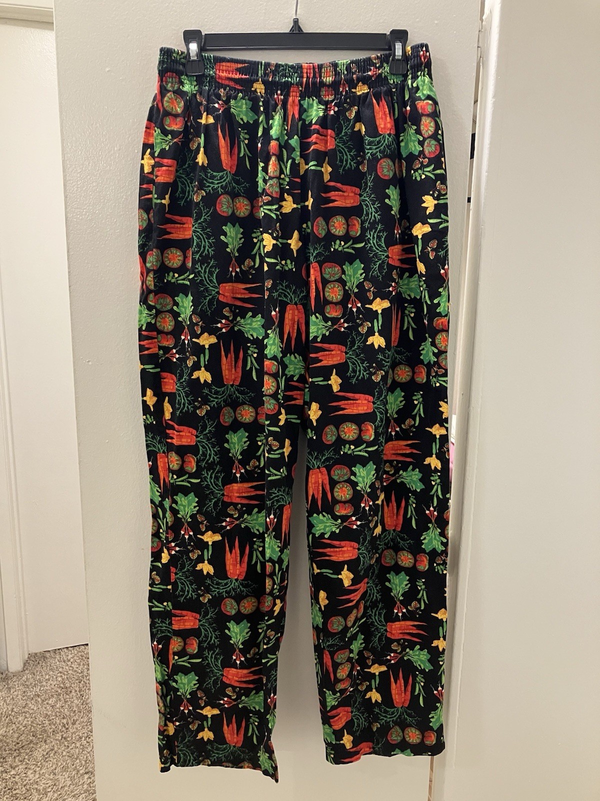 Chefwear Vegetable Pattern Cotton Pull On Pants Sz M Gardening Vegan Cooking