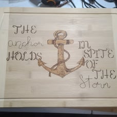 Large wood burnt cutting board