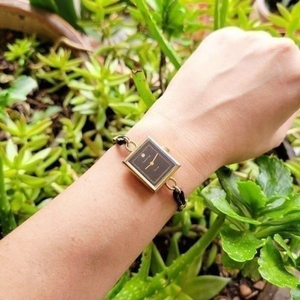 Vintage Swiss Lucerne Genuine Diamond Leather Cord Watch Watches