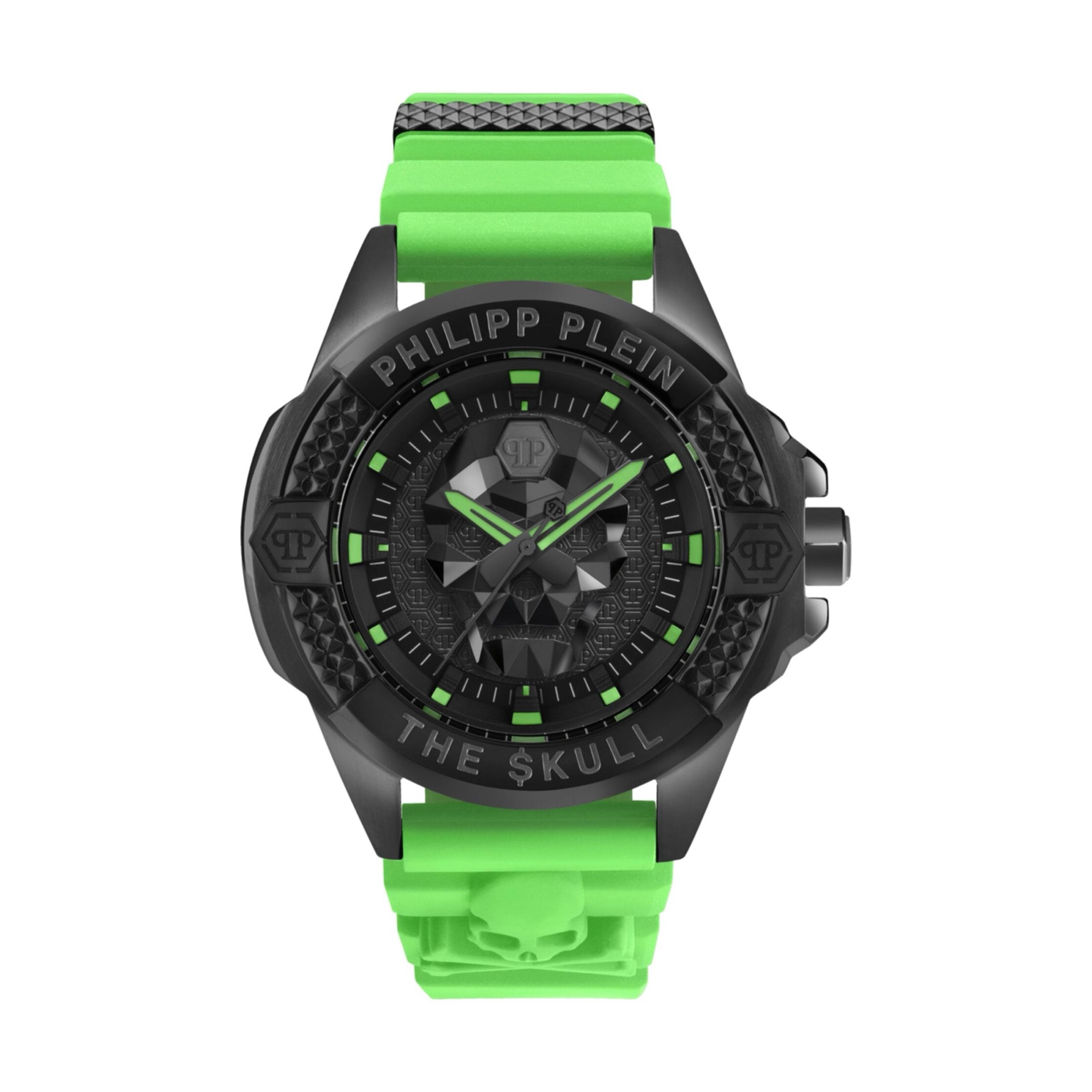 Philipp Plein The Skull Silicon Men's Watch Black & Green Color