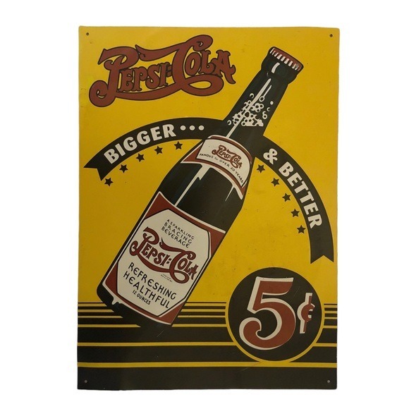 Vintage Pepsi Cola Metal Sign (12”x17”)