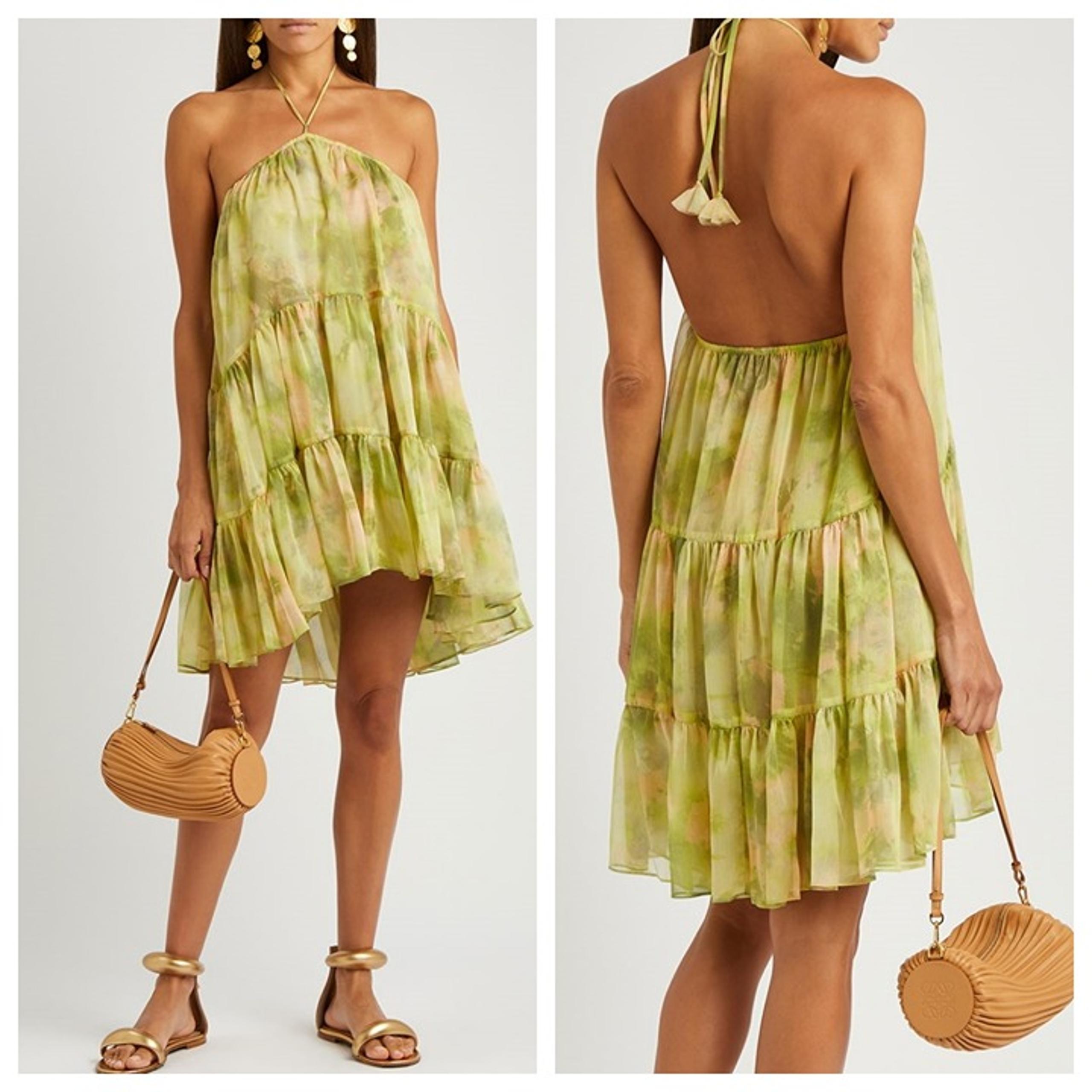 Misa Sastra Floral-Print Halter Chiffon Mini Dress