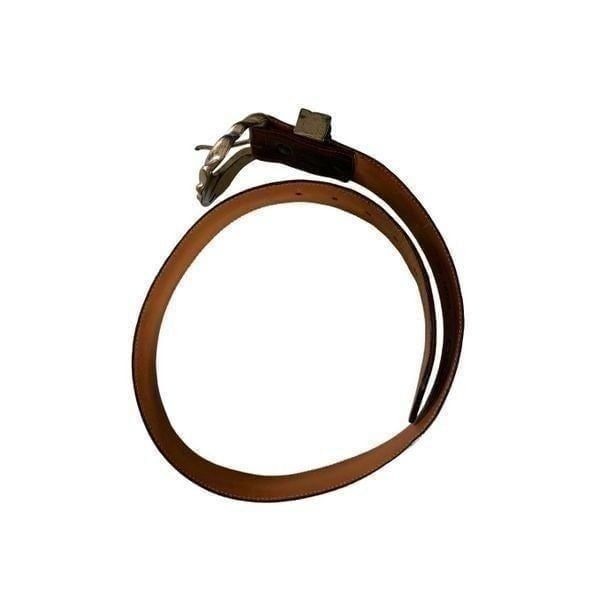 Brighton Onyx brown leather belt western silver buckle women's