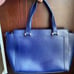 Navy Blue Furla Shoulder Bag Ginevra Genuine Leather Satchel
