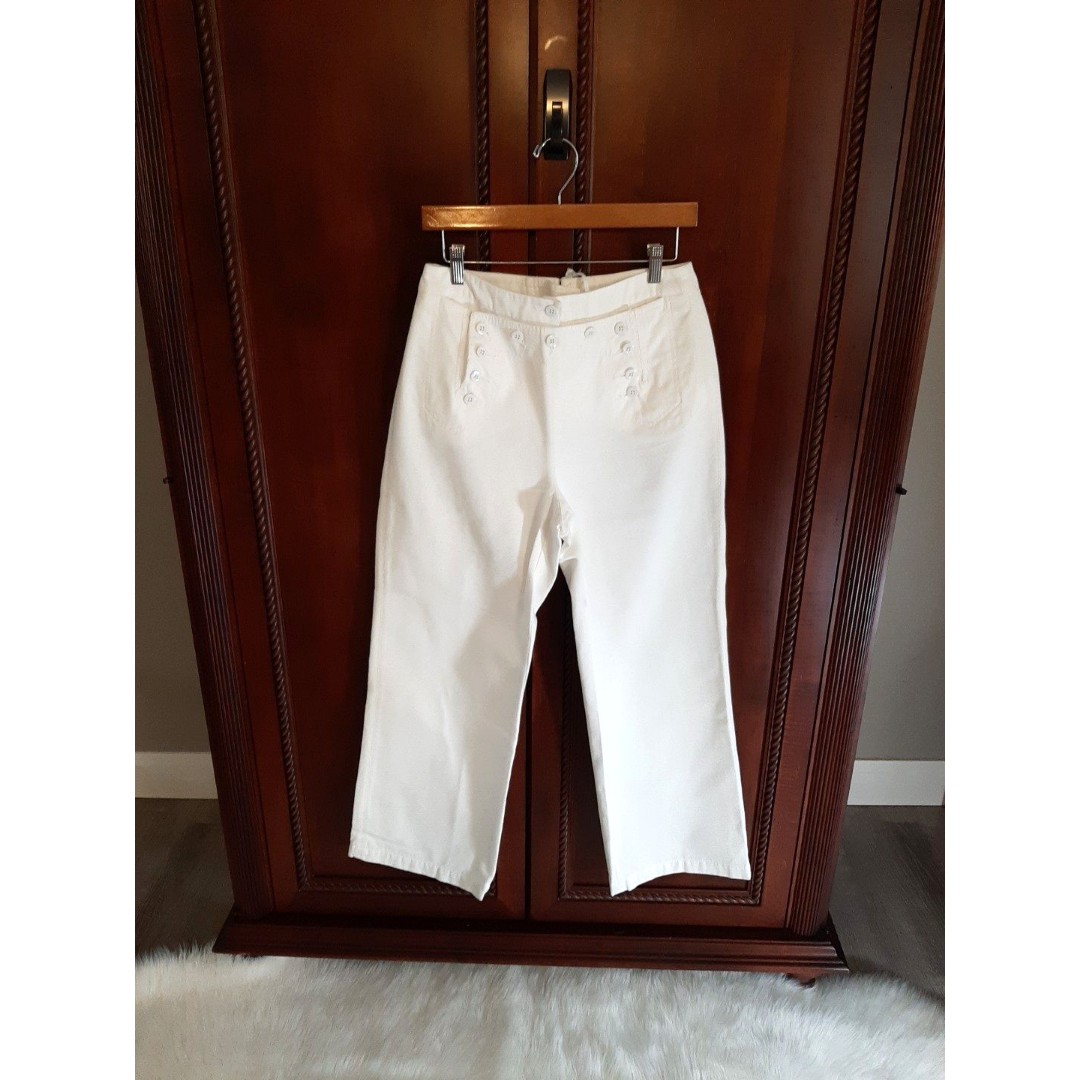 Ralph Lauren Jean Co. Women's Size 8P Wide Leg White Sailor Pants