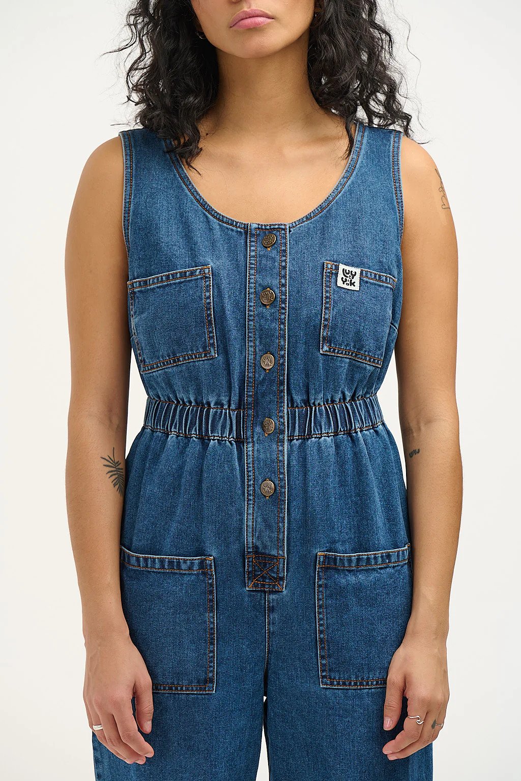Lucy and Yak - Juni Boilersuit: ORGANIC DENIM - Midwash Blue - UK 10