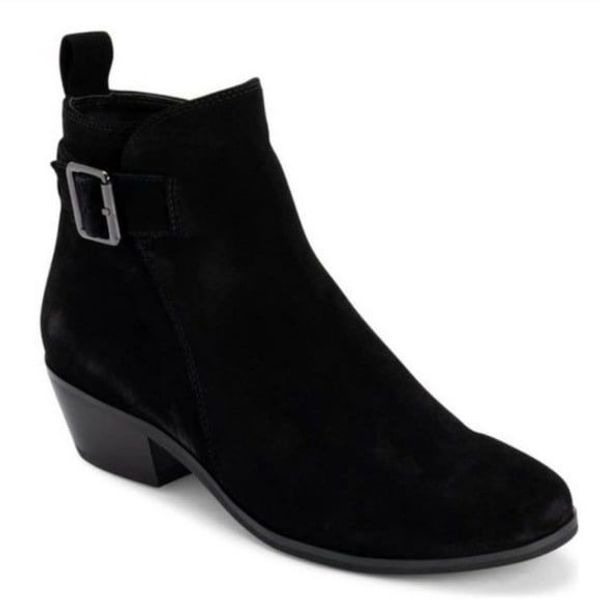 Blondo Saddie Black Waterproof Suede Leather Buckle Ankle Boots Booties 7.5