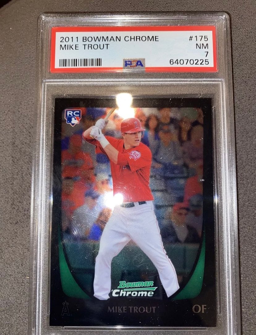 MIKE TROUT 2011 BOWMAN CHROME ROOKIE CARD #175 PSA 7 RC ANGELS