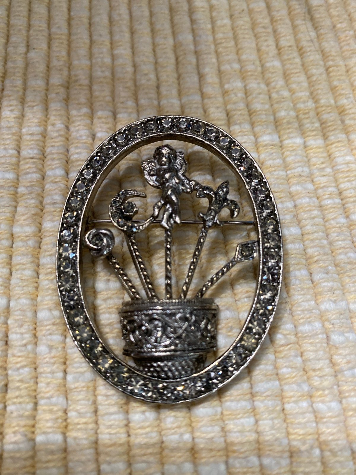 Vintage Rhinestone Cherub Brooch