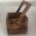 VINTAGE WOOD BOX FRENCH FRANCE w HANDLE 4 1/2 SQUARE