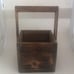 VINTAGE WOOD BOX FRENCH FRANCE w HANDLE 4 1/2 SQUARE