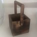 VINTAGE WOOD BOX FRENCH FRANCE w HANDLE 4 1/2 SQUARE