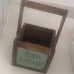 VINTAGE WOOD BOX FRENCH FRANCE w HANDLE 4 1/2 SQUARE