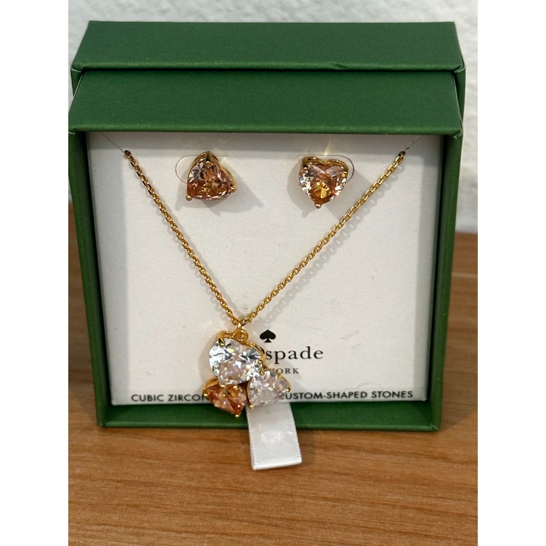 Kate Spade New York Diamond Heart Earrings & Necklace Boxed Set NEW!