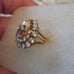 Vintage 14K HGE Amethyst White CZ Bling Cocktail Ring Size 9 Signed