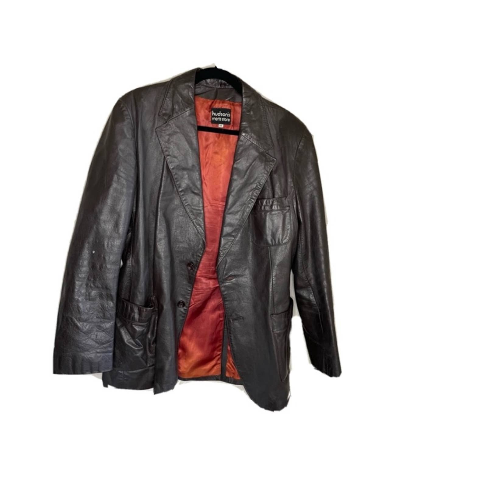 Hudson Men Store Brown Leather Jacket Blazer Coat Size 44 SH9339 Hudson Men Store Brown Leather Jacket Blazer Coat Size 44 SH9339