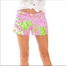LILLY PULITZER | Adie Shorts Pink Sunset Home Slice Fringe Detail Women’s Size 0