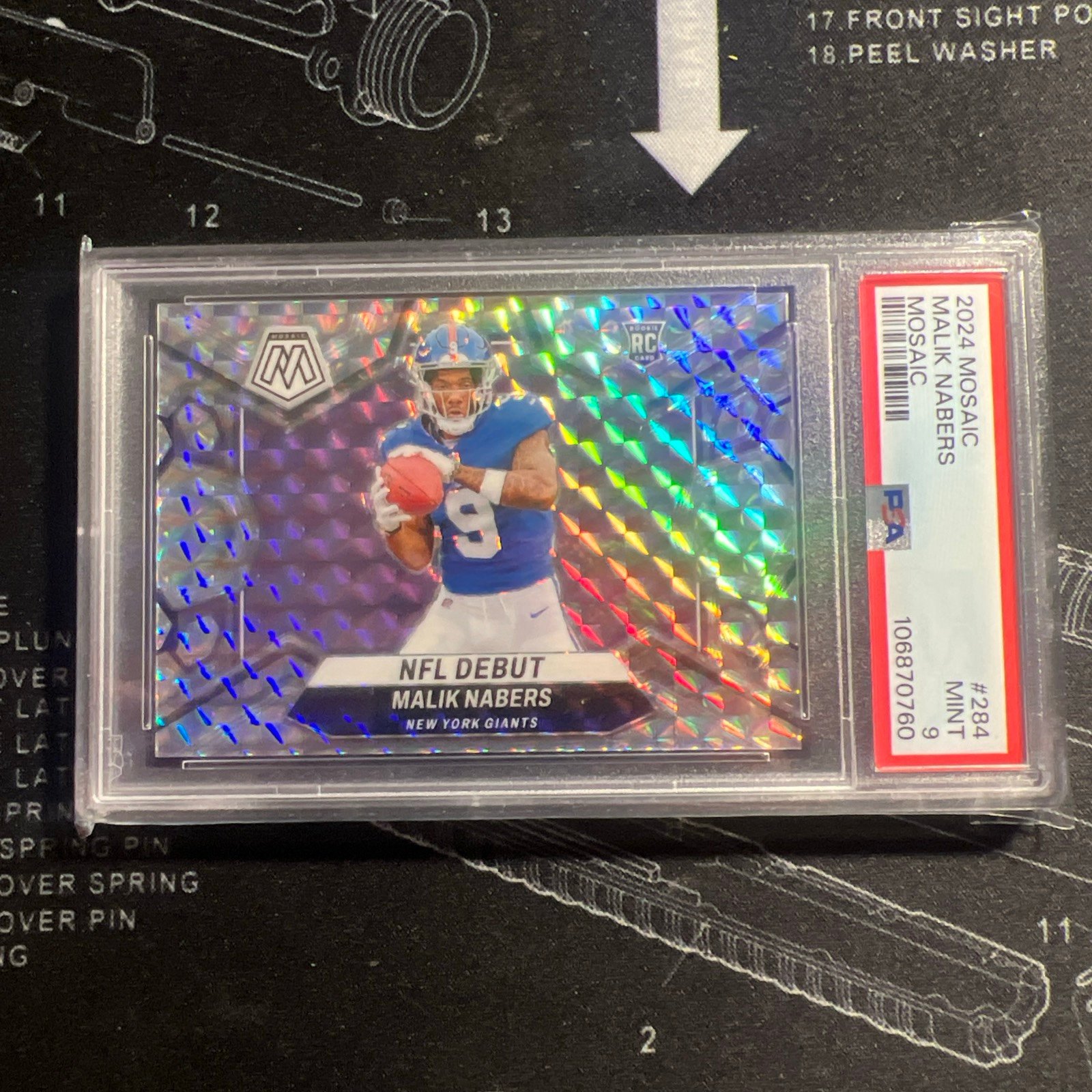 PSA 9 2024 Panini- Malik Nabers RC #284 Silver Mosaic Rookie NFL Debut Giants