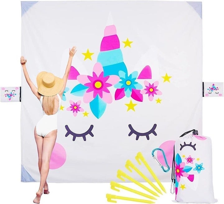 Unicorn Beach Blanket Waterproof Sandproof Oversized 79”x 79” Kids Blanket Unicorn Beach Blanket Waterproof Sandproof Oversized 79”x 79” Kids Blanket