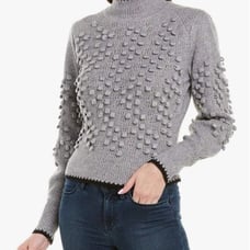 BCBG Maxazria Gray Popcorn Stitch Wool Blend Sweater Turtleneck Women Sz:XL