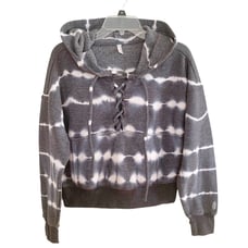 Free People Movement Grey Ozark Mist Believer Crop Lace Up Hoodie X Small
