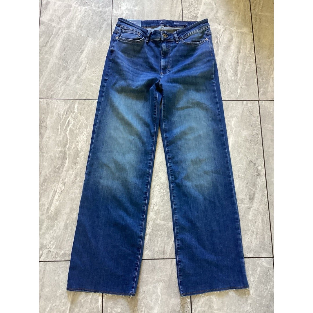 J. Jill Fringe Hem Wide Leg Jeans Uptown Wash Dark Wash 10
