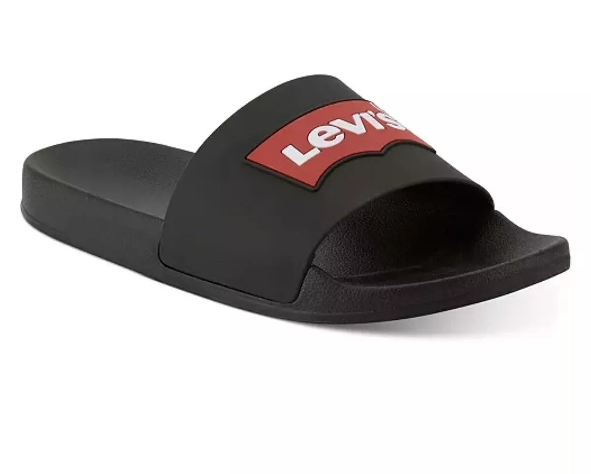 Levi's Men's Batwing-Logo Slides- Black/Red 9.5M