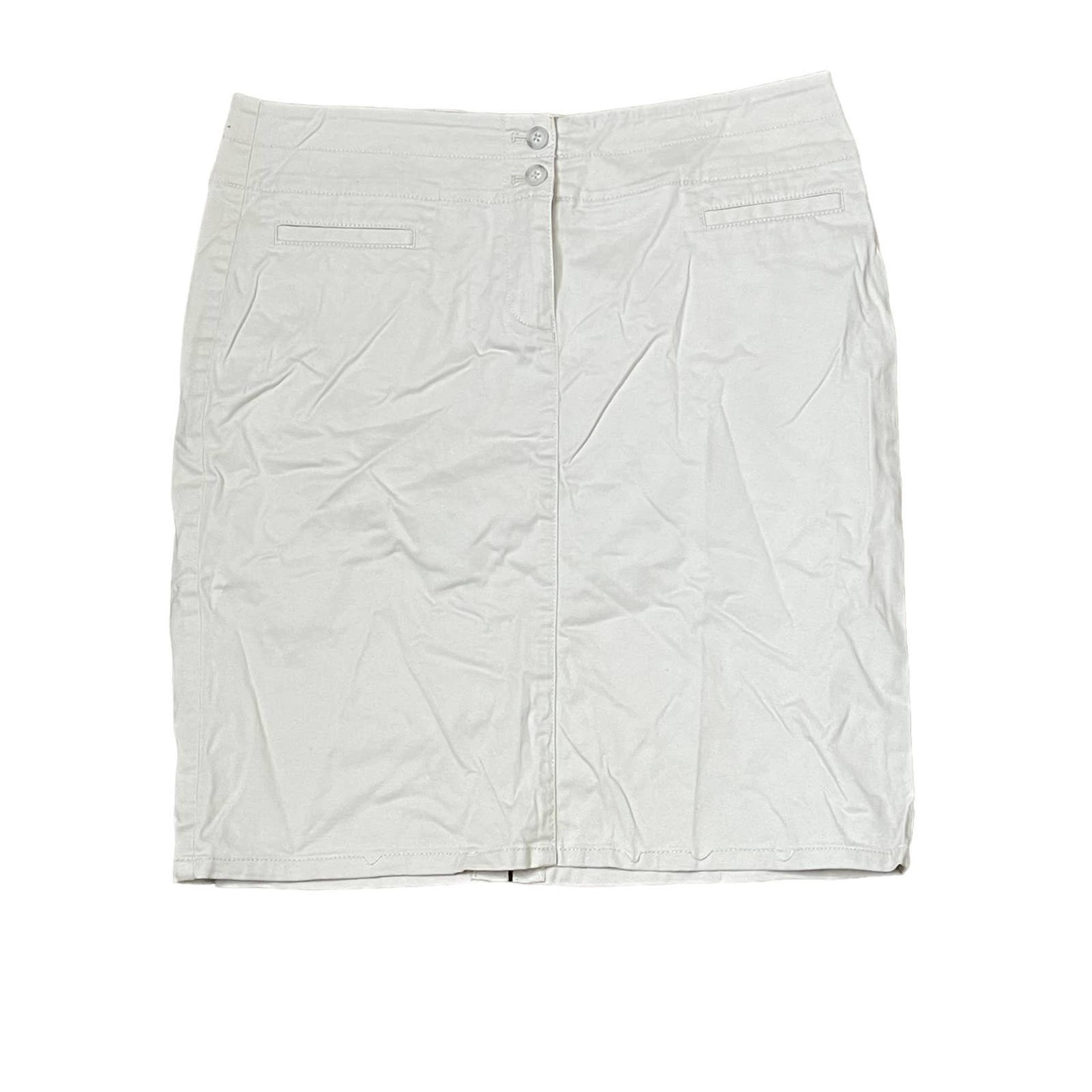 J.Jill Live In Chino Pencil Skirt Two Button Stretch Beige Split Back Women Sz.4 - Jill Jill Stuart