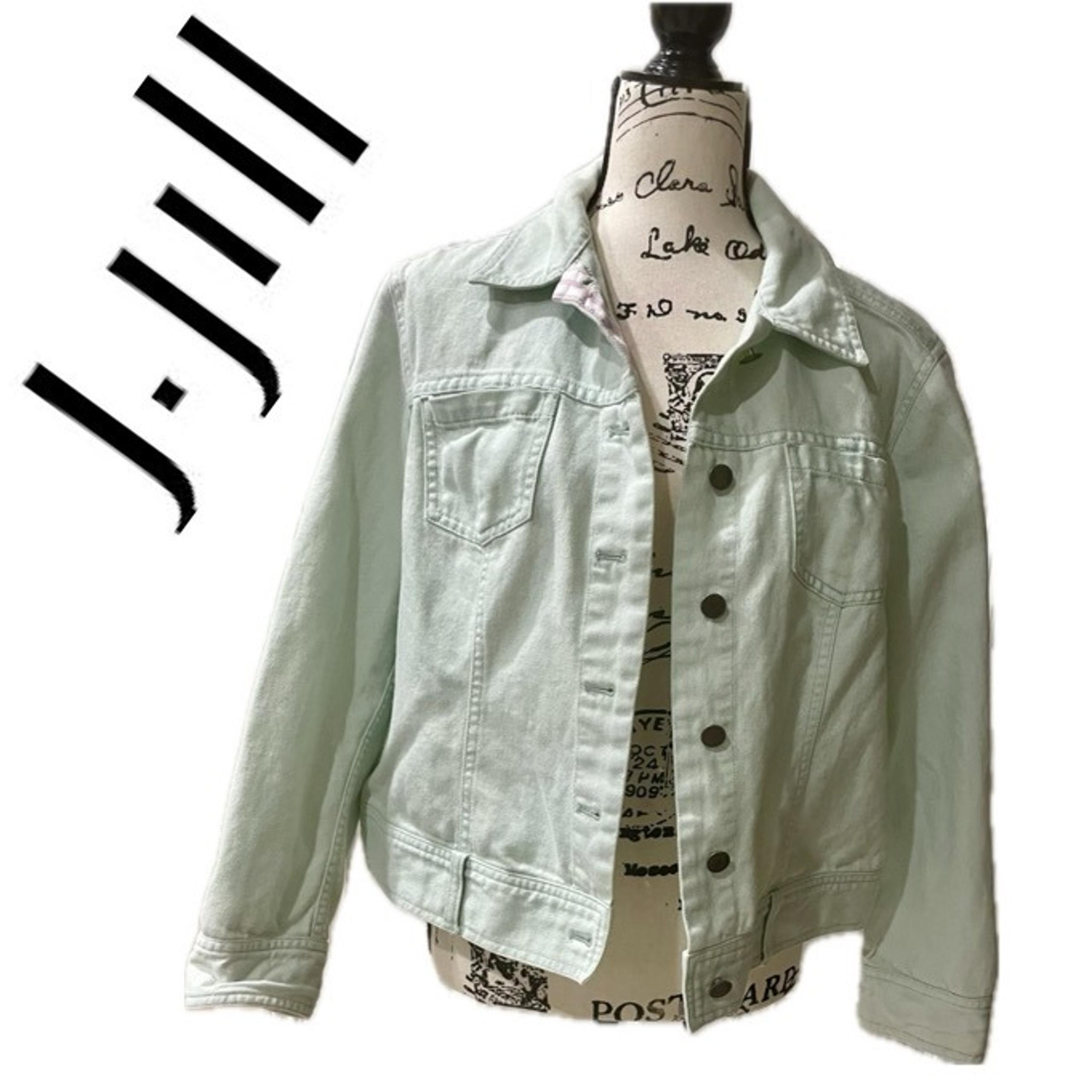 Trendy J.JILL PREPPY  DENIM LIGHT GREEN JACKET  SIZE MEDIUM