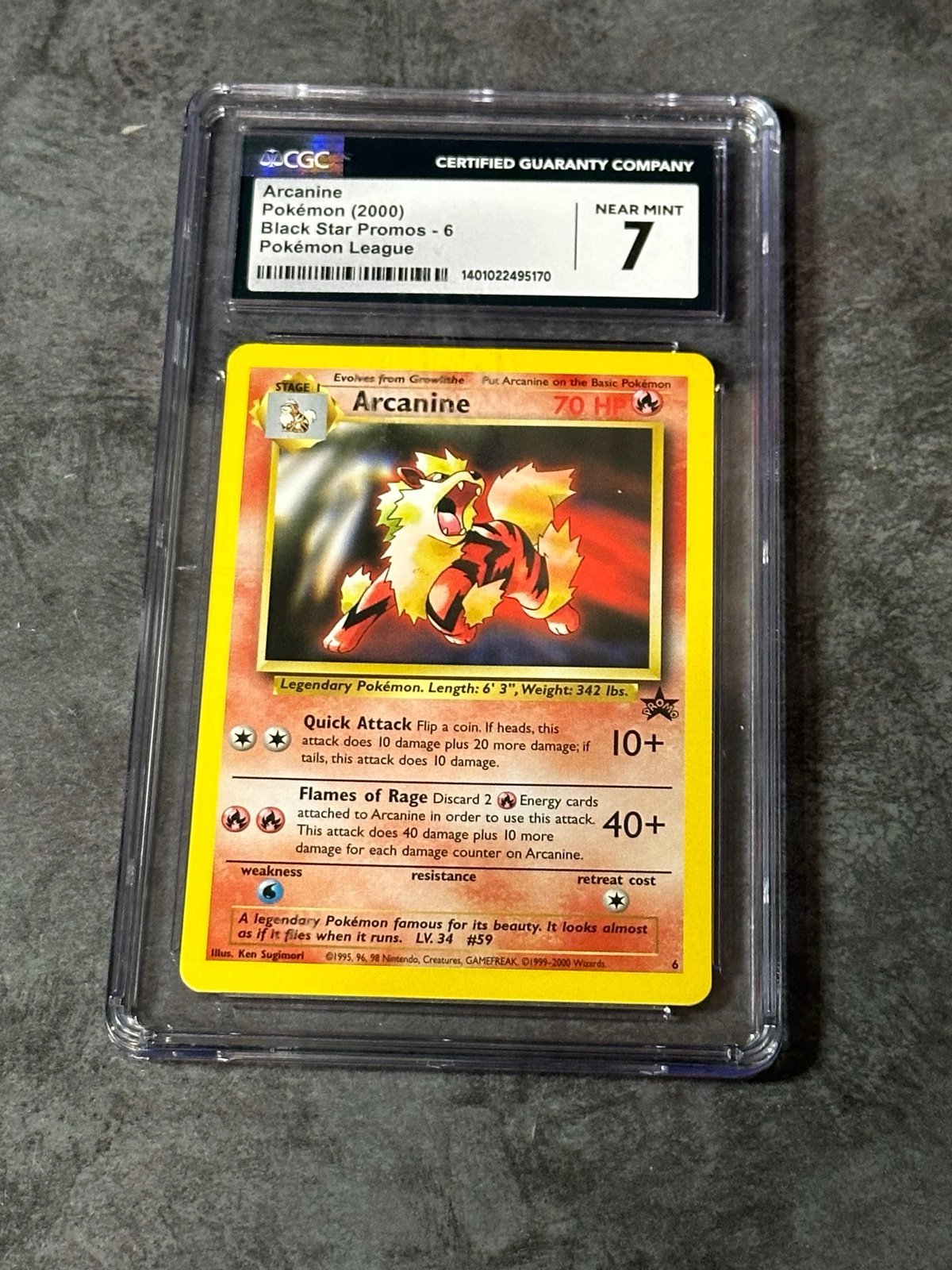 Arcanine 6 Black Star Promo 2000 CGC 7 Graded Pokemon Card NM
