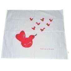 Large Linen Tea Kitchen Hand Towel Red Bird Handmade Colori Del Sole Italy 23