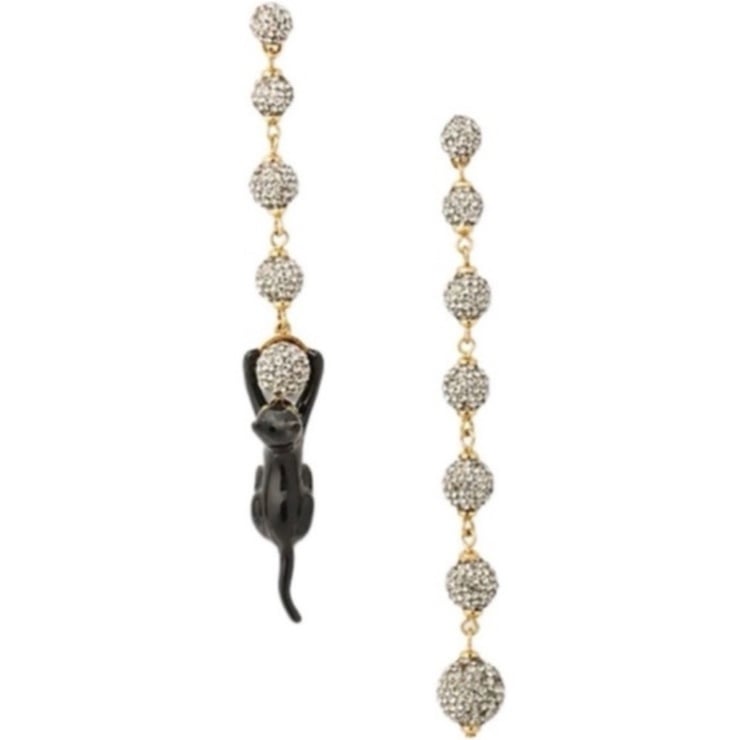 98 Kate Spade House Cat Black Pave Linear Earring