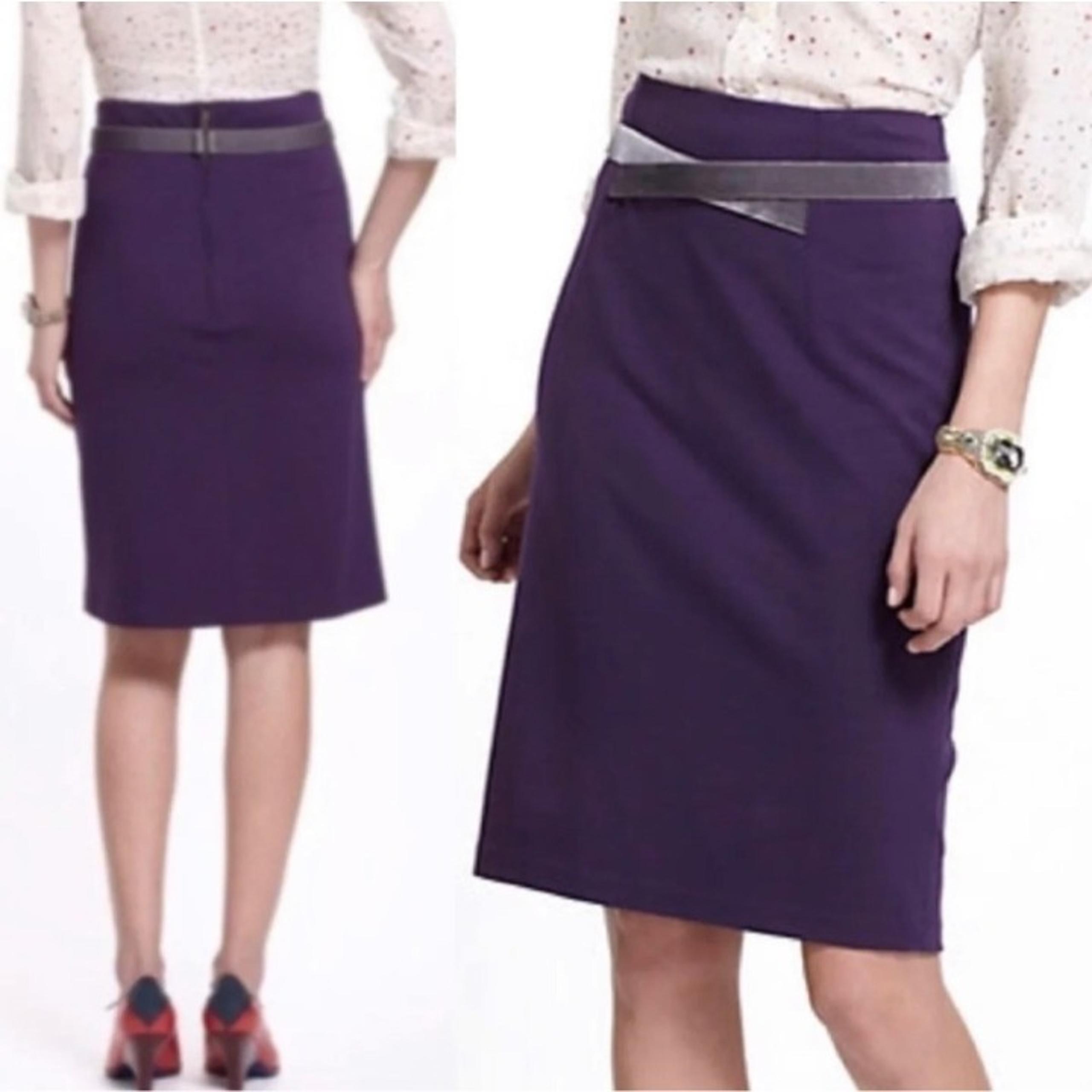 Girls From Savoy Anthropologie Women's Purple Velvet Ribbon Pencil Skirt Size 2