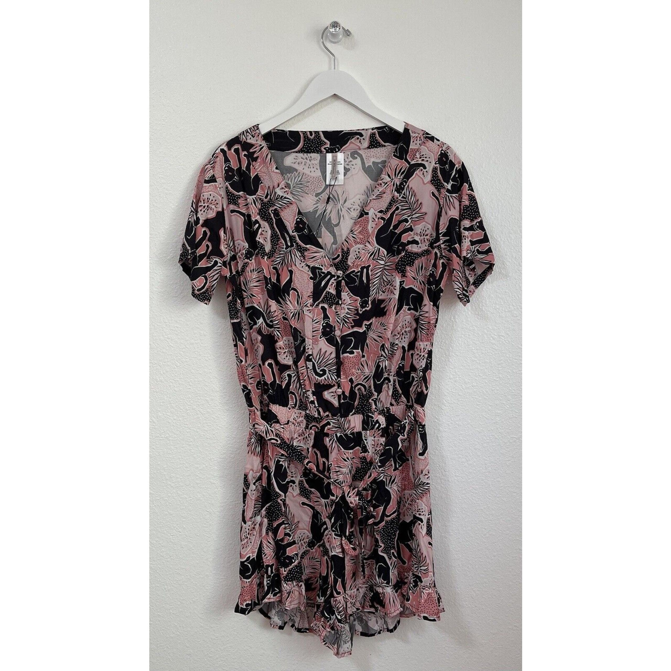 BCBGeneration 299262 Women's Short Sleeve Romper Swimsuit Coverup Size M $98