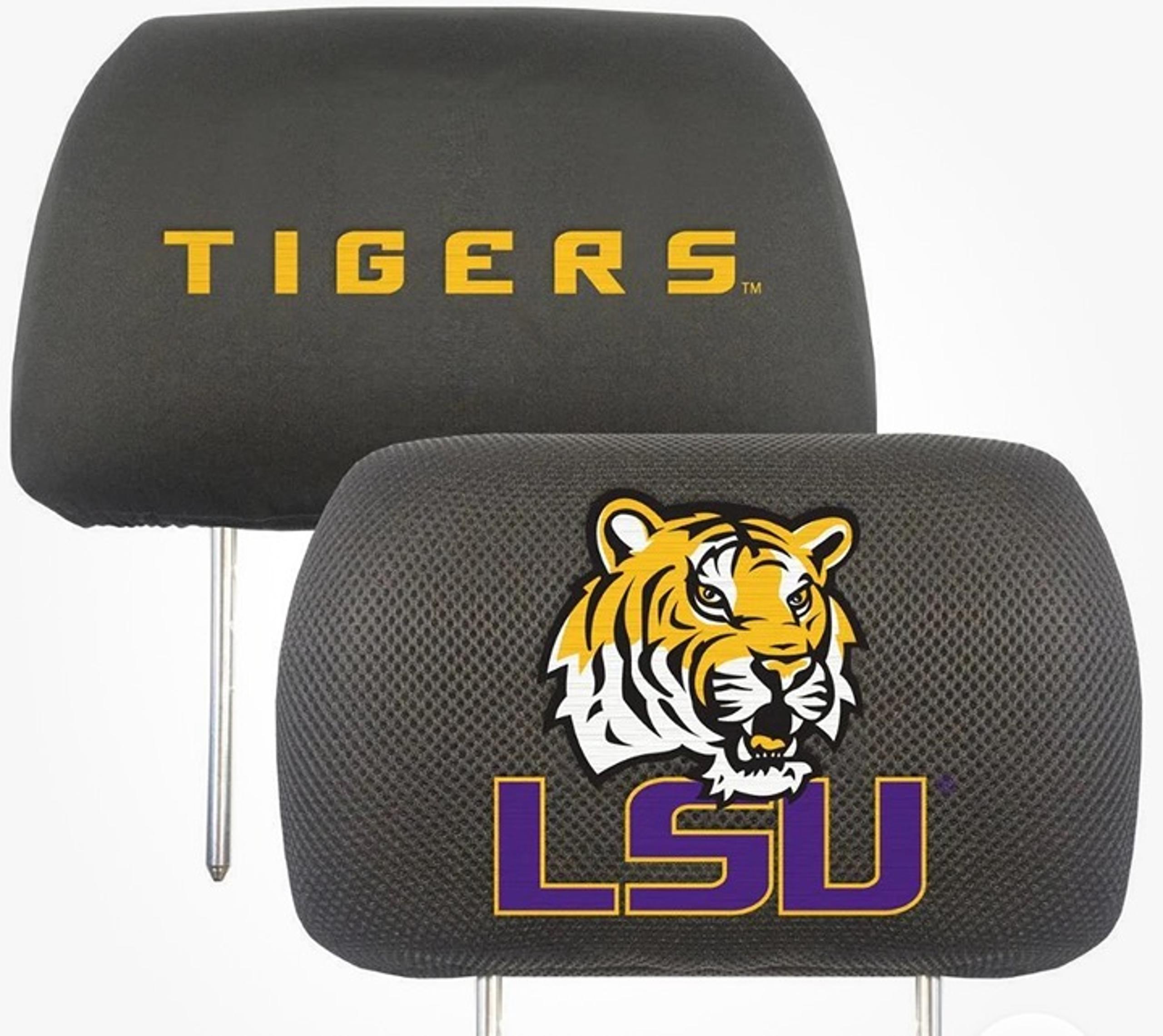NEW LSU Tigers Embroidered Headrest Cover Pair NCAA Seat Rest Fanmats