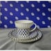 Lomonosov porcelain cobalt net bone china tea cup saucer cake-plate hand painted