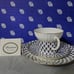 Lomonosov porcelain cobalt net bone china tea cup saucer cake-plate hand painted