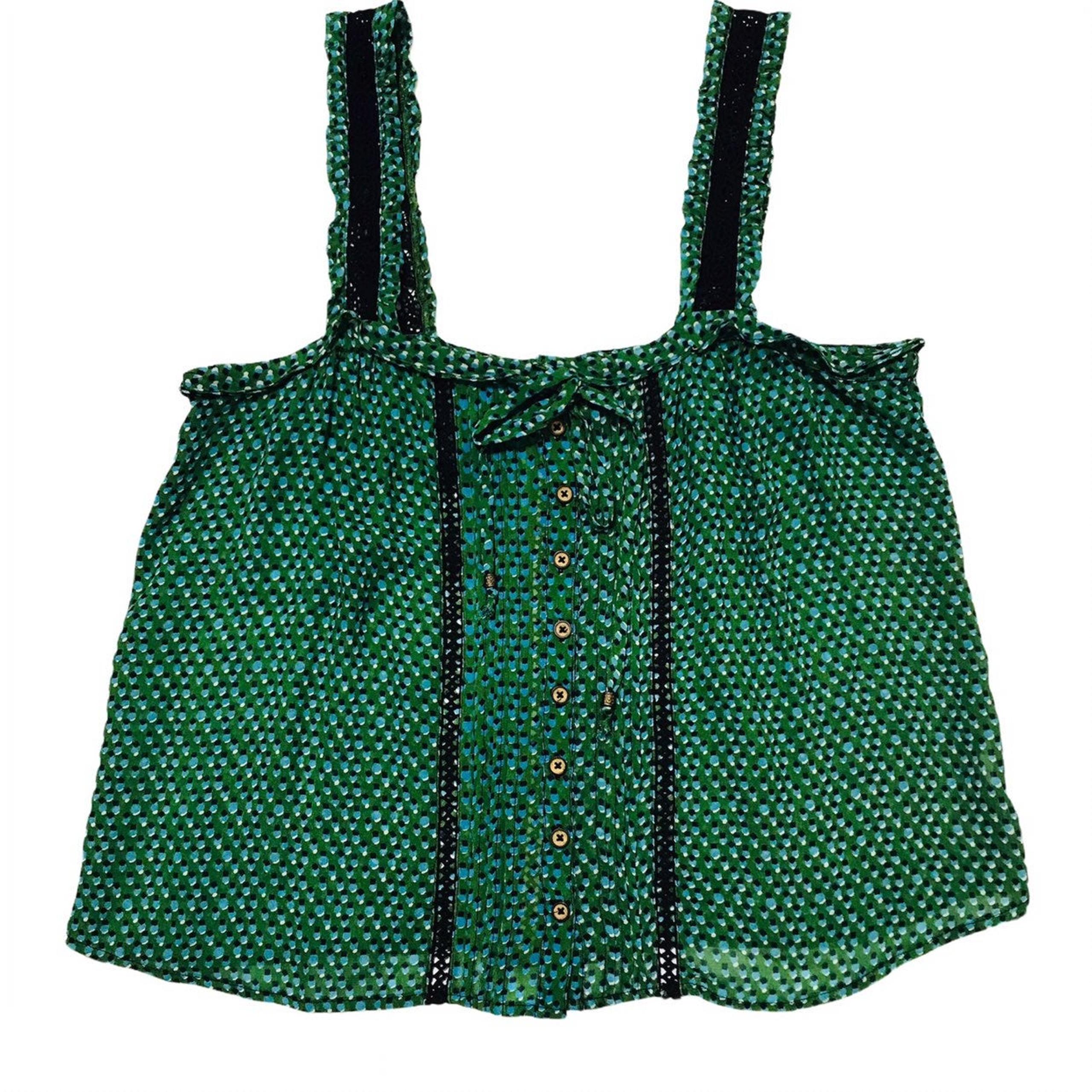 Anthropologie Green Blouse Top