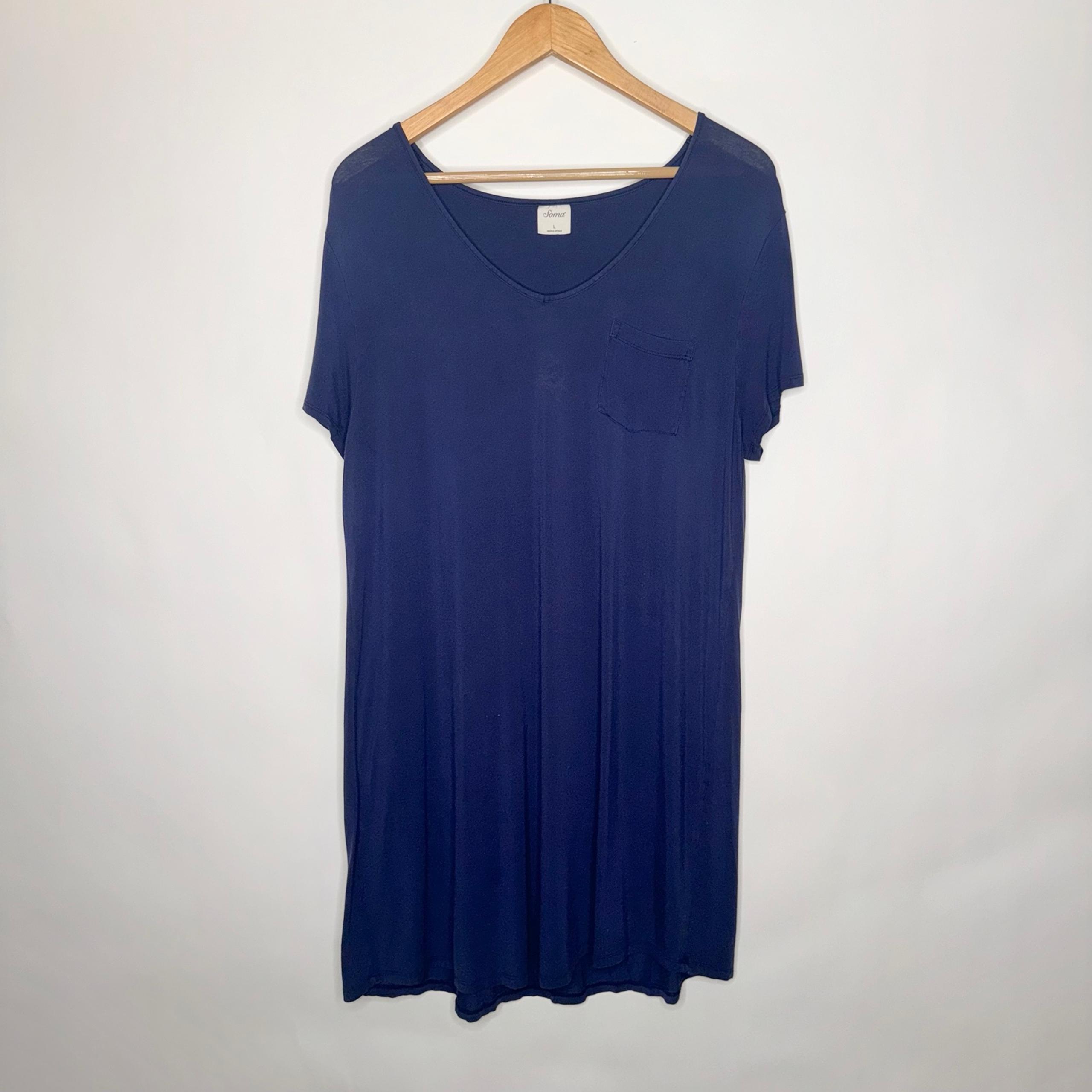 SOMA MIDI SHIRT DRESS SHORT SLEEVE LARGE PURPLE