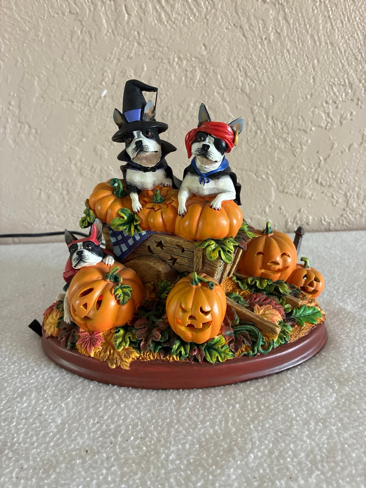 The Danbury Mint Pumpkin Patch Boston Terriors Halloween RARE!
