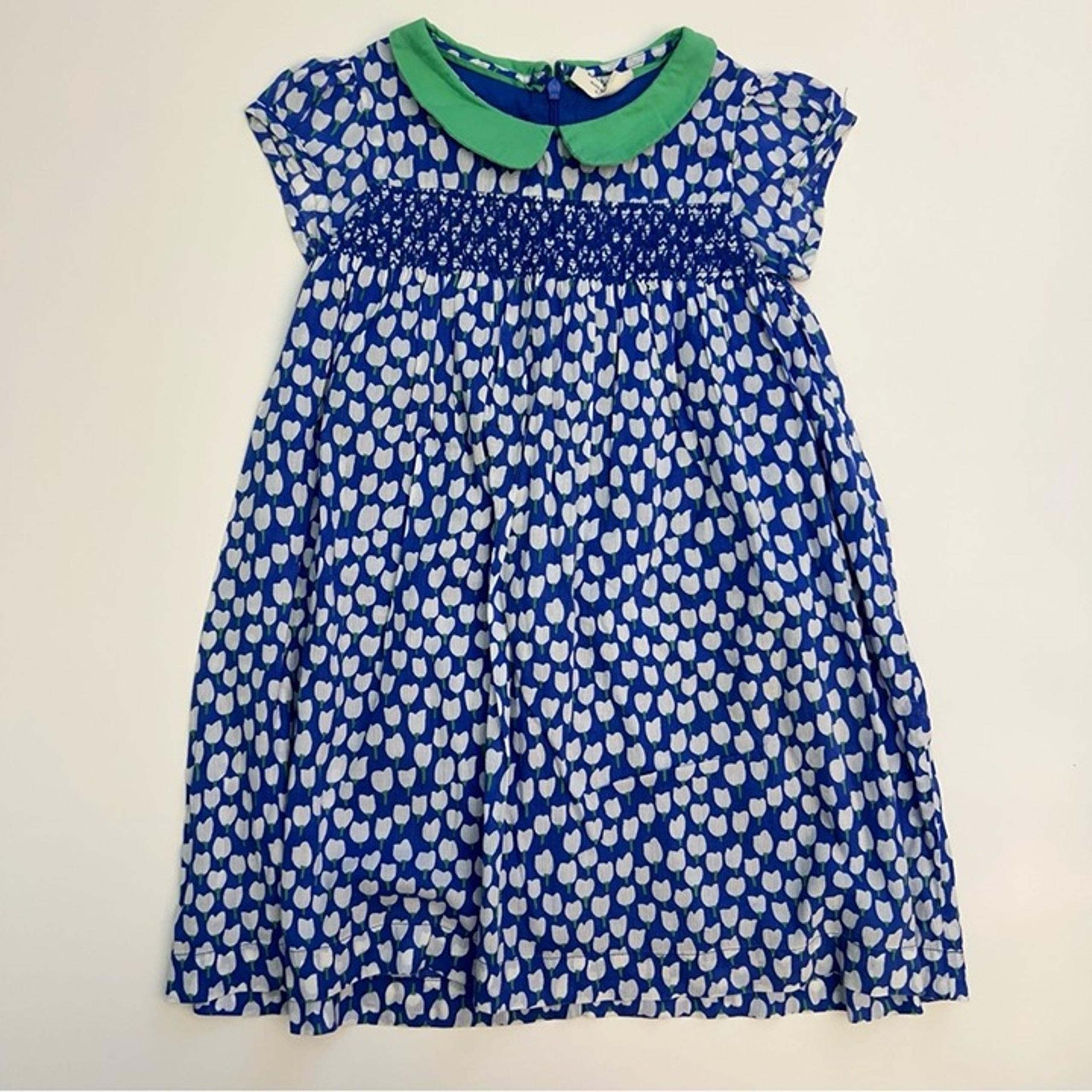 Mini Boden Smocked Cotton Tulip Dress, Girls Size 4-5