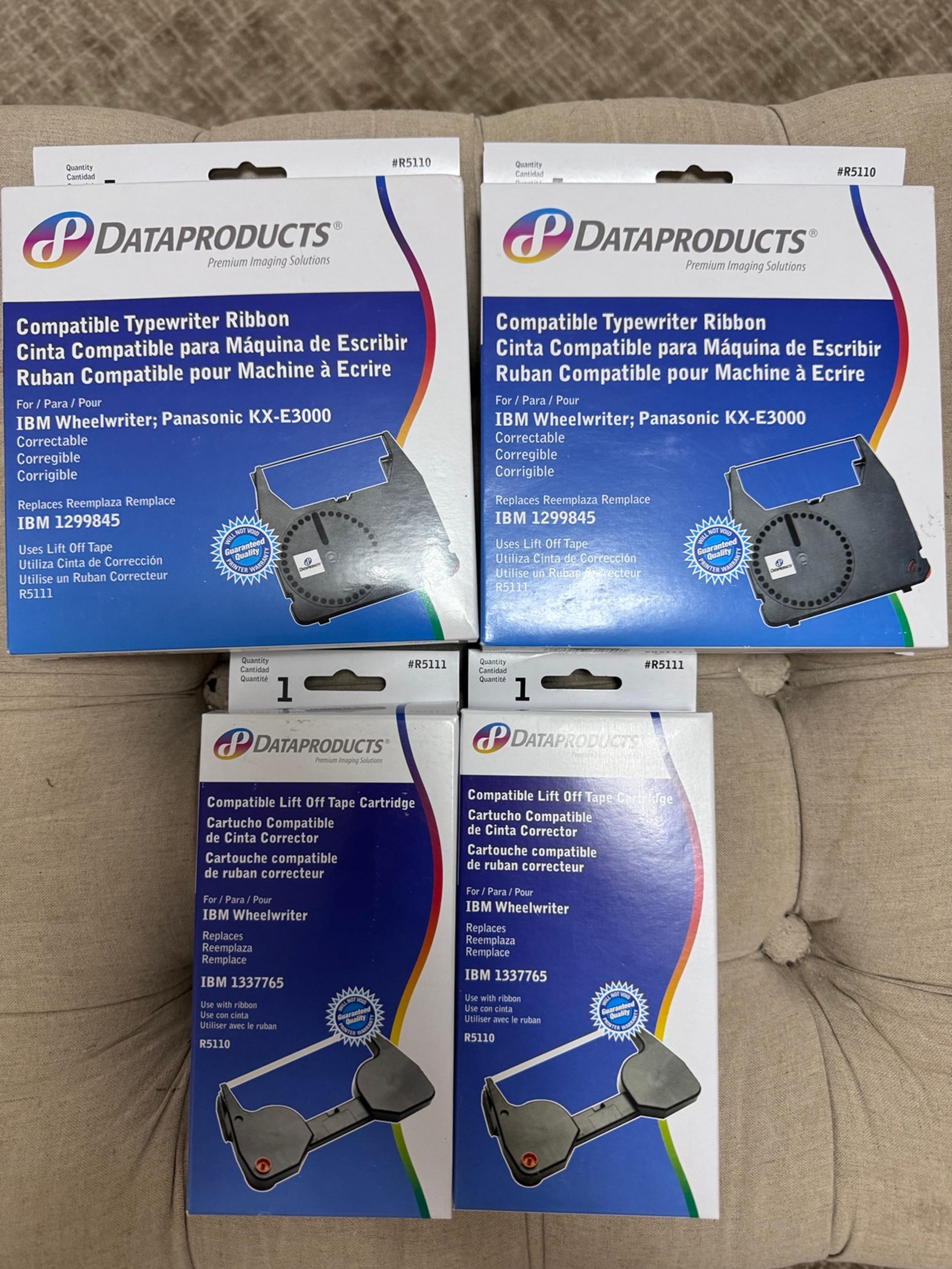 2 Typewriter ribbon & 2 lift off tape cartridges