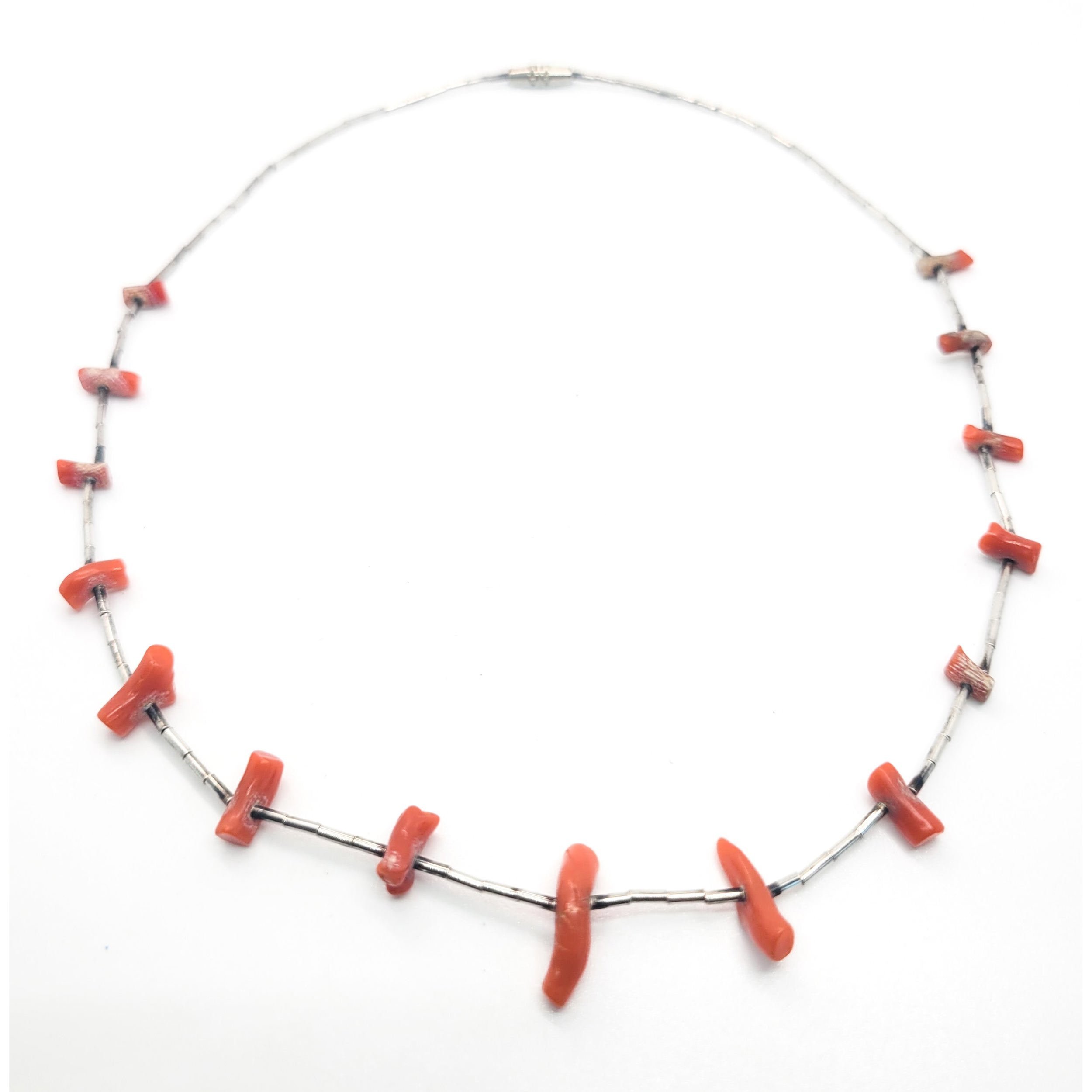 Branch coral liquid silver sterling silver vintage fetish necklace