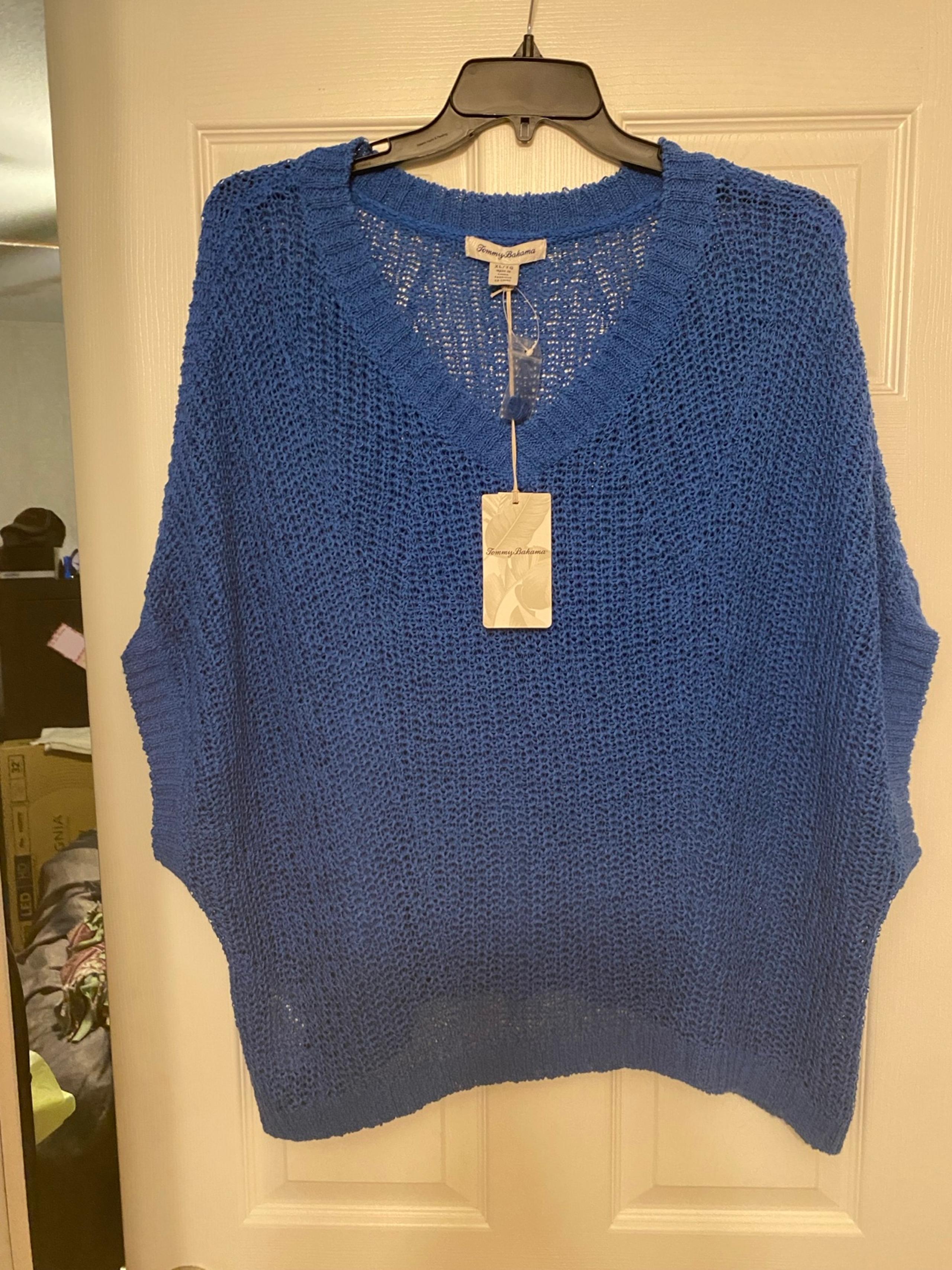 Tommy bahama blue short sleeve sweater women’s XL
