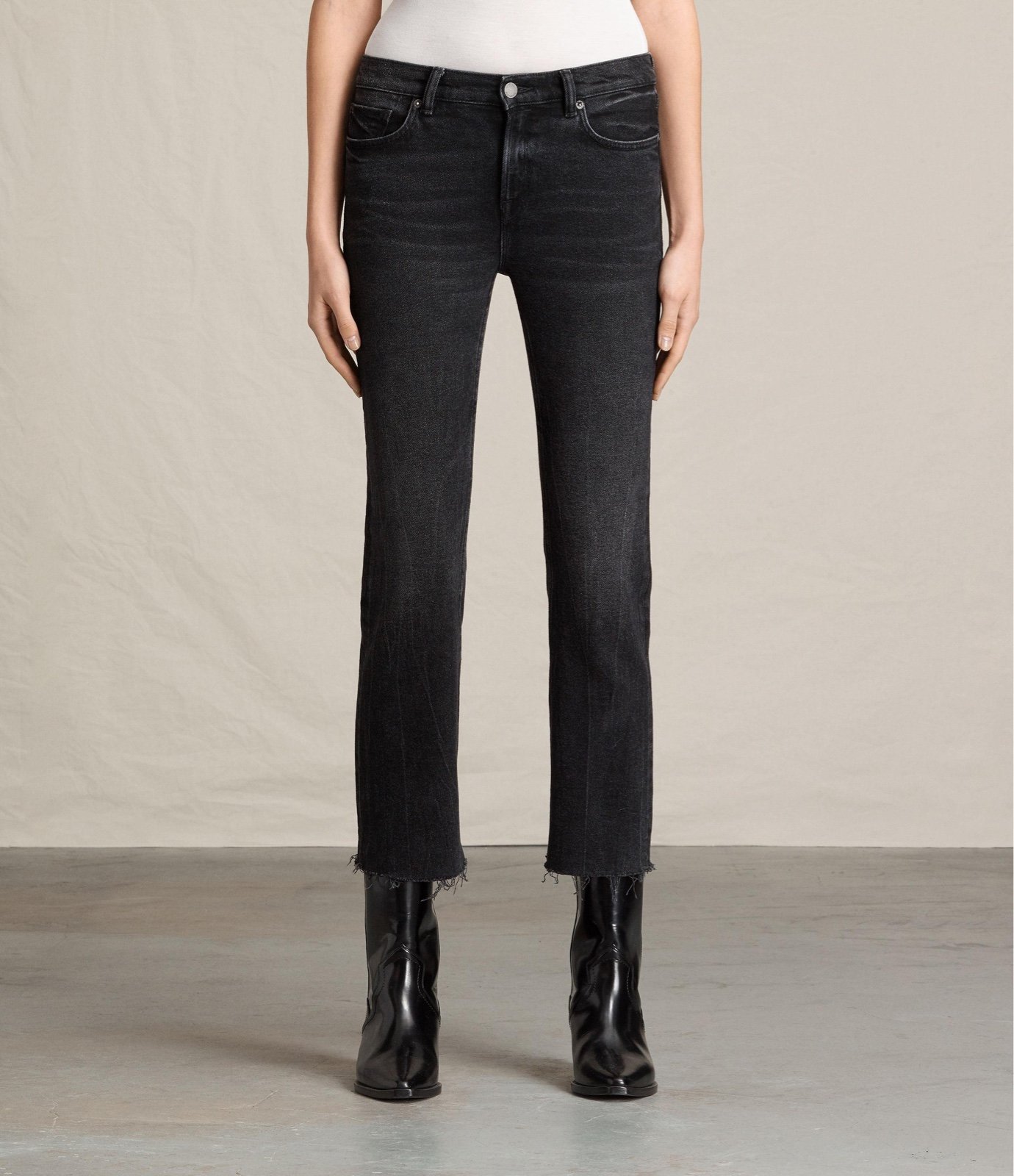 NWT AllSaints Zoe Cropped Bootcut in Black Size 25