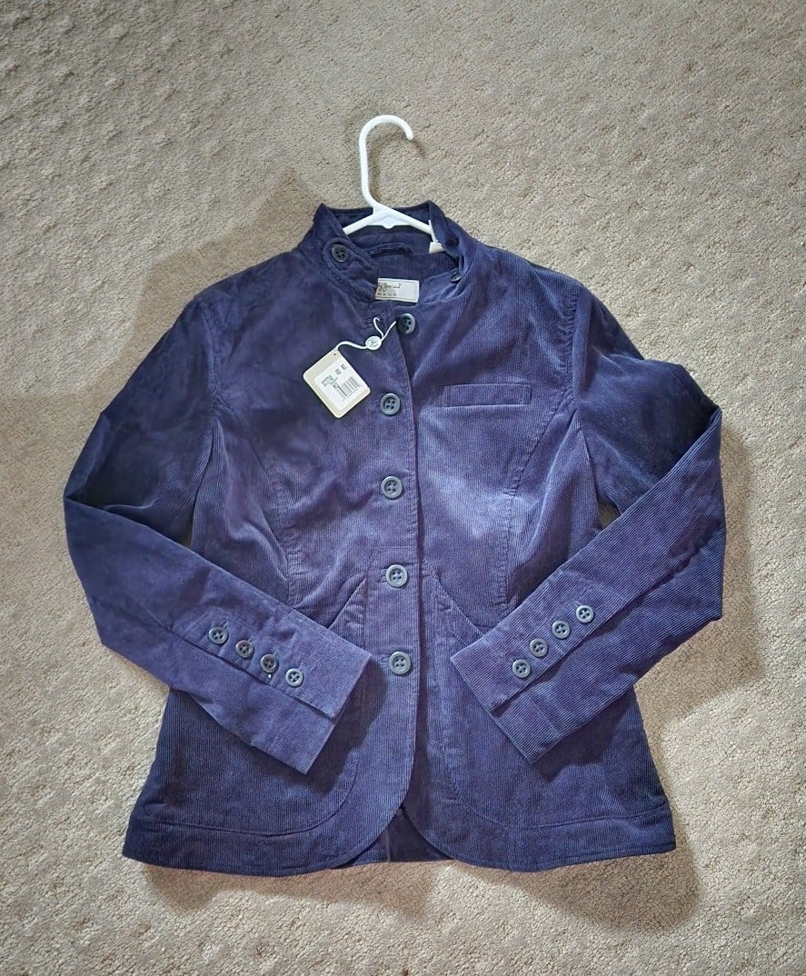 Bobby Jones Corduroy Military Style Button Up Cotton Navy Blue Jacket Fall NWT