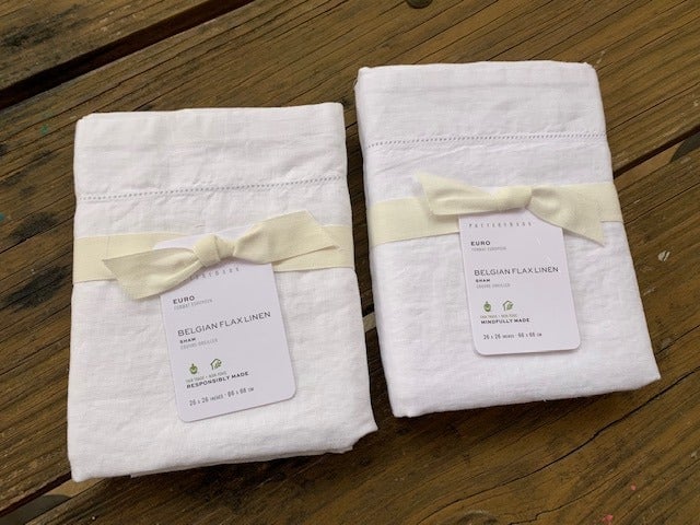 Pottery Barn Belgian Linen White Euro Shams