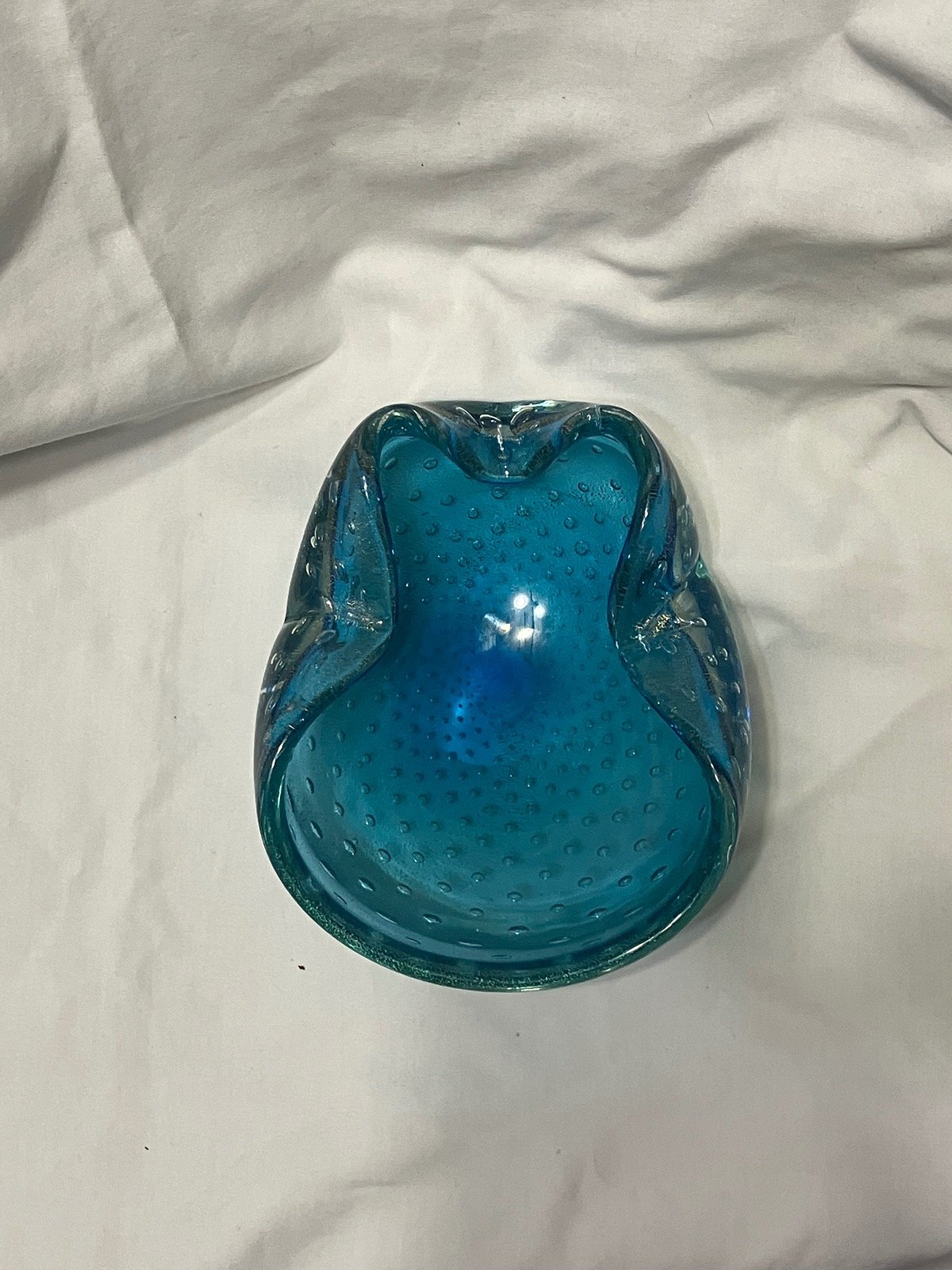 Mid 20th Century Murano Barovier Toso Style Teal/Gold Dish