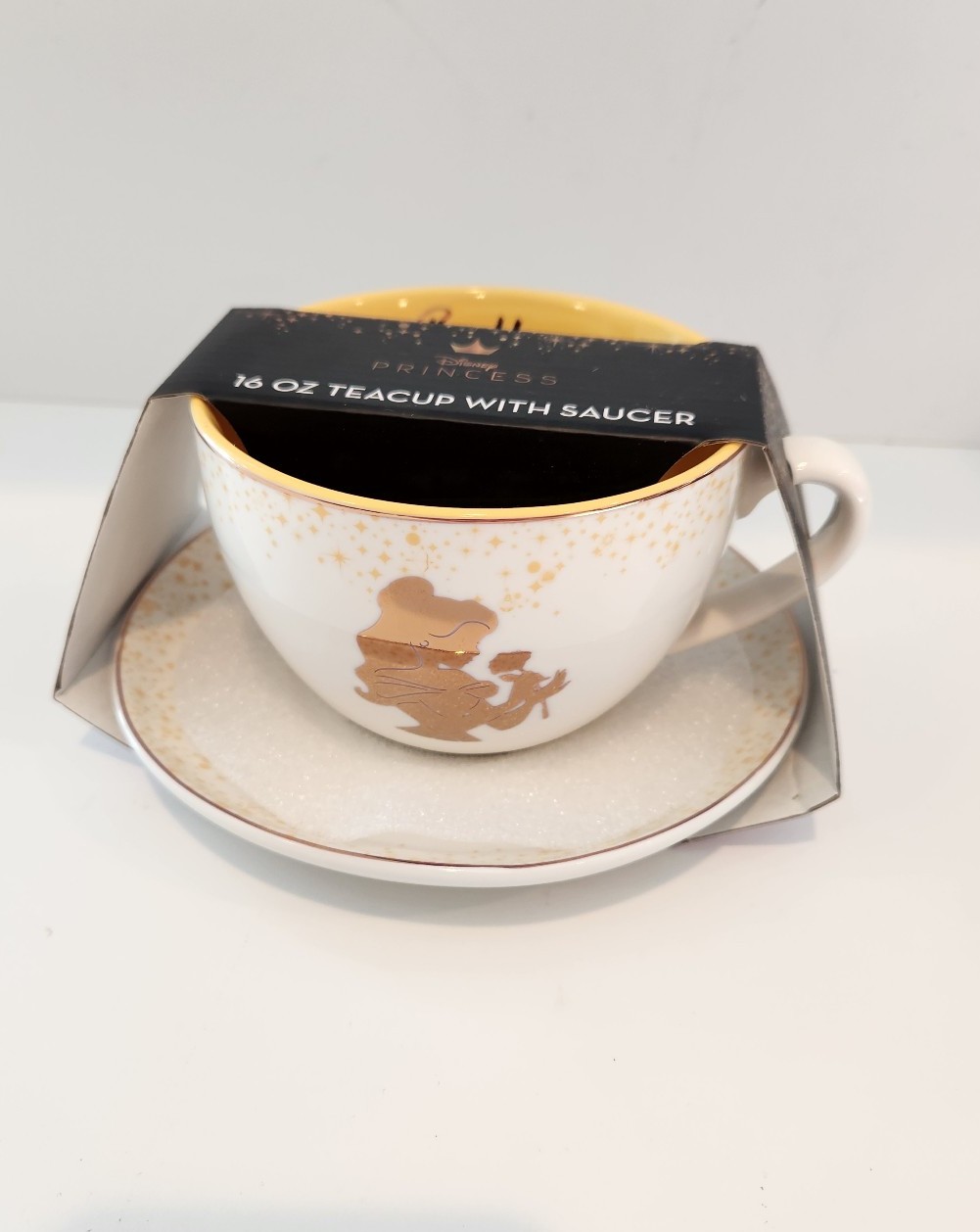 NEW BELLE Teacup with saucer set DISNEY PRINCESS Rose Gold Trim