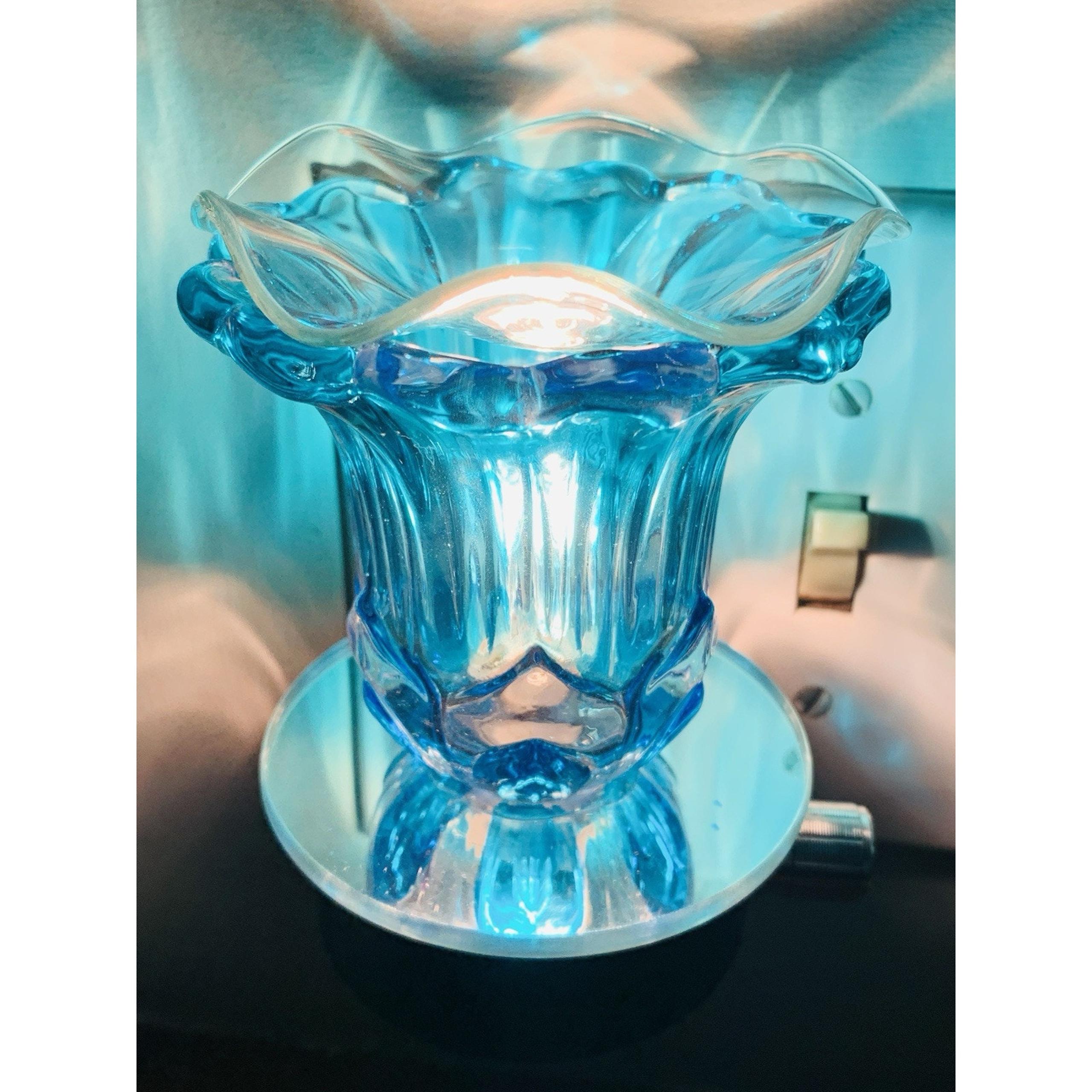 Aroma Night Light, Electric Oil Warmer Nightlight w/ Dimmer Blue Bloom NIB